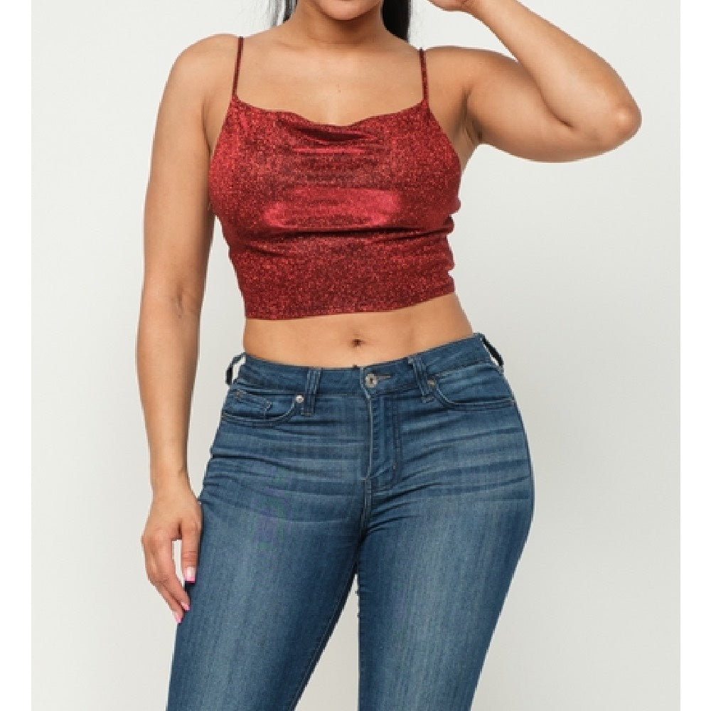 Valerie Glitter Metallic Crop Top