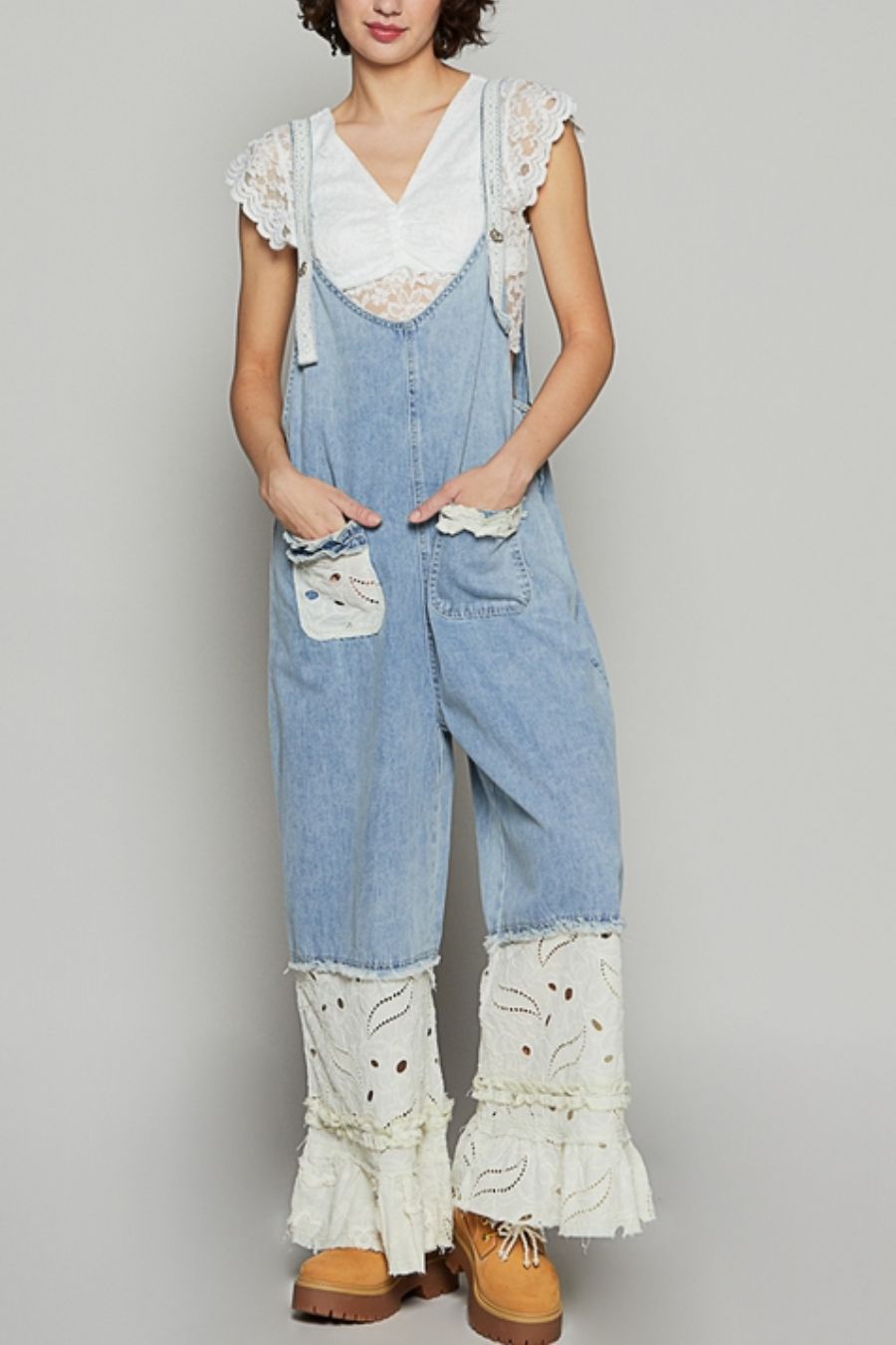 POL Abigale Ruffle Overall Pants