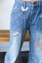 Load image into Gallery viewer, O&amp;H Artistic Flower Embroidered Washed Denim Jeans
