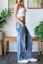 Load image into Gallery viewer, O&amp;H Artistic Flower Embroidered Washed Denim Jeans
