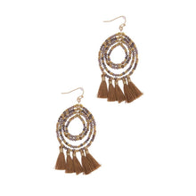 Load image into Gallery viewer, Tassel Beaded Hoop Earrings
