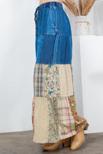 Load image into Gallery viewer, Bohemian Charm Tiered Patchwork Denim Pants
