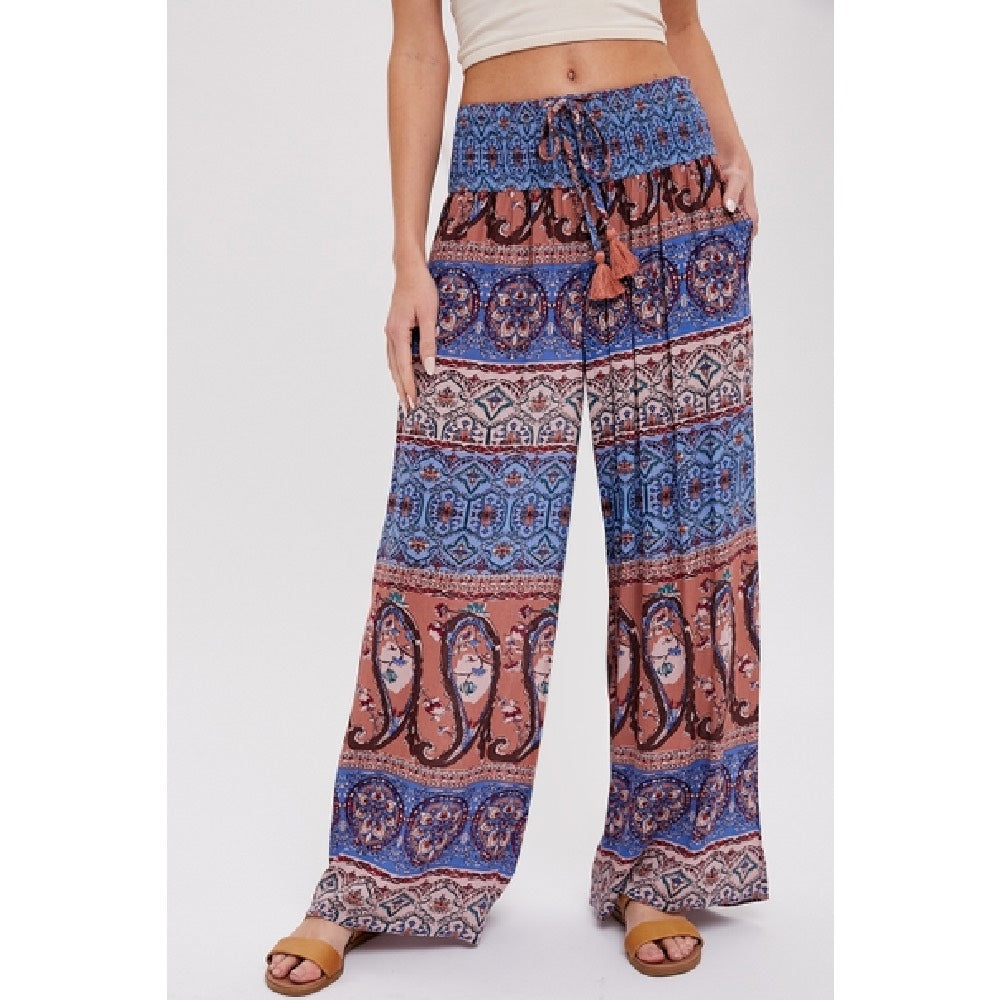 Boho Smocked Wide Leg Pants