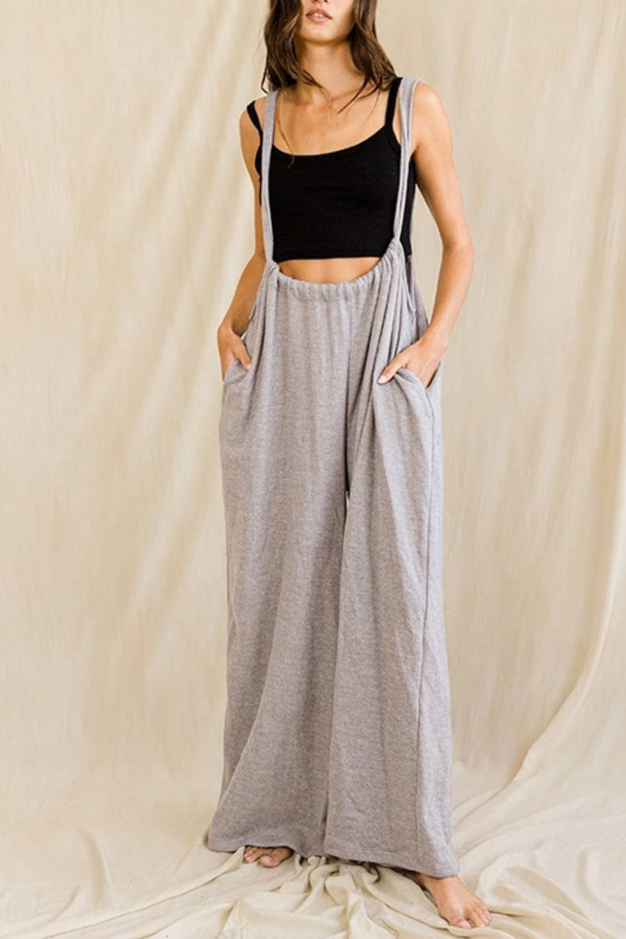 Cozy Queen Wide Leg Suspender Pants