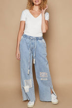 Load image into Gallery viewer, POL Crochet Patches Denim Pants
