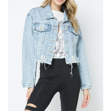 Load image into Gallery viewer, Beginners Luck Cropped Denim Jacket
