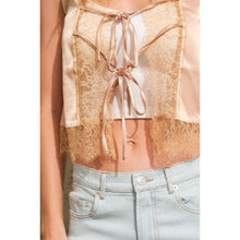 Load image into Gallery viewer, Eyelash Lace Satin Crop Vest
