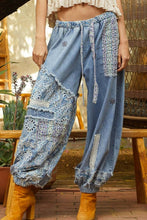 Load image into Gallery viewer, POL Floral Ocean Patchwork Twill Pants
