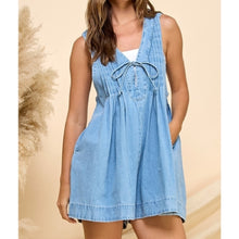 Load image into Gallery viewer, Front Pleated Denim Romper
