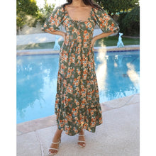 Load image into Gallery viewer, Half bubble Sleeve Maxi dress
