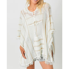 Load image into Gallery viewer, Lace Up Neck Hoodie Poncho
