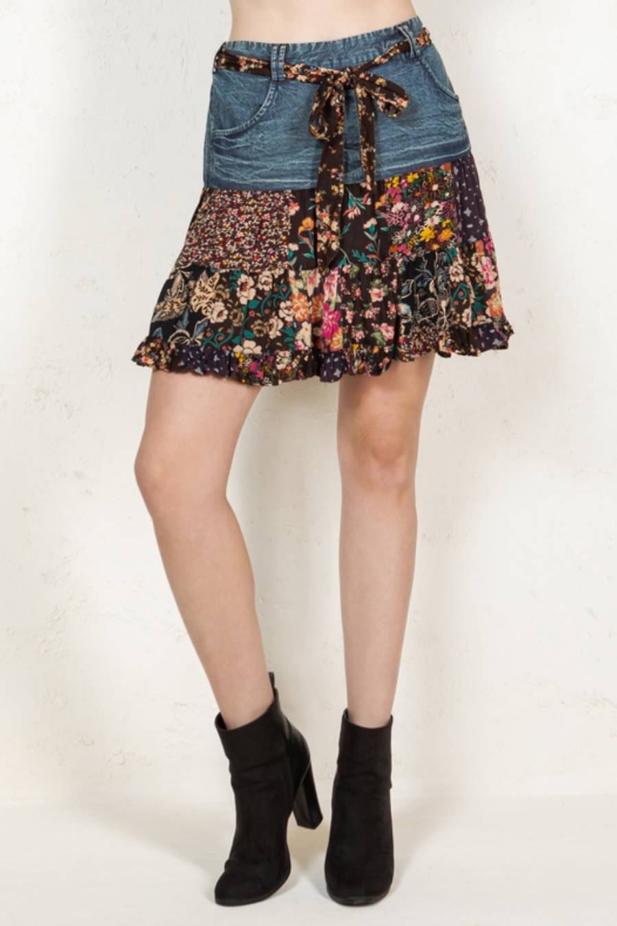 Mystical Forest Patchwork Mini Skirt