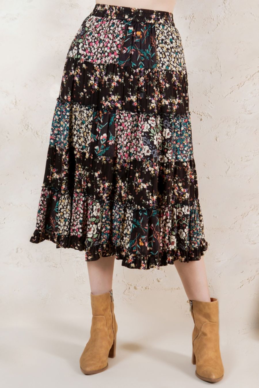 Mystical Forest Patchwork Midi Skirt