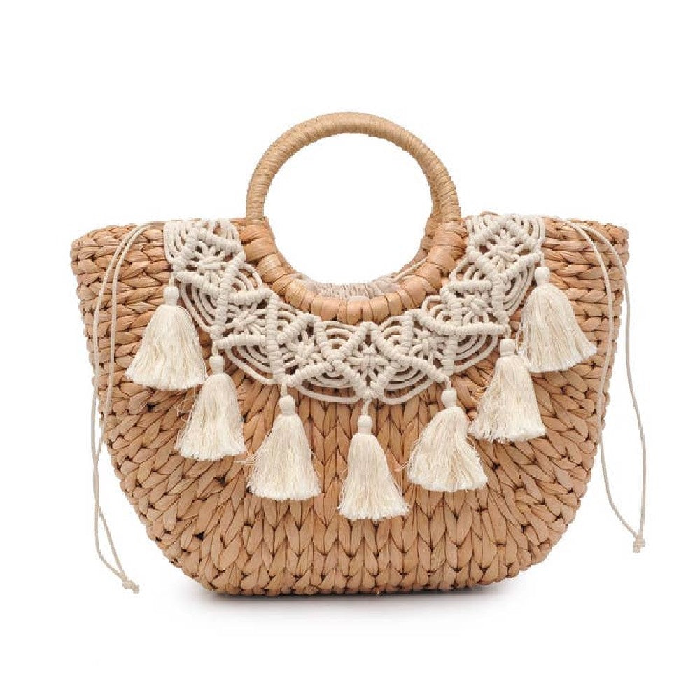 Ocean Tassel Straw Tote