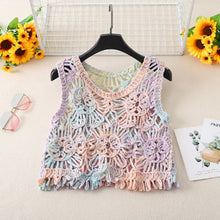 Load image into Gallery viewer, Pastel Rainbow Crochet Tank Top
