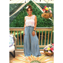 Load image into Gallery viewer, Tencel Ruffled Side Denim Wide Pants
