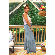 Load image into Gallery viewer, Tencel Ruffled Side Denim Wide Pants
