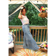 Load image into Gallery viewer, Tencel Ruffled Side Denim Wide Pants
