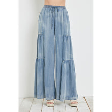 Load image into Gallery viewer, Tencel Ruffled Side Denim Wide Pants
