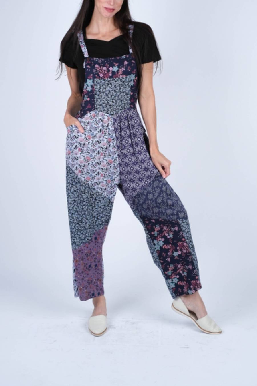 Serene Charm Patchwork Overalls