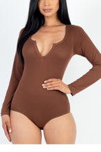 Load image into Gallery viewer, Split Neck Long Sleeve Bodysuit
