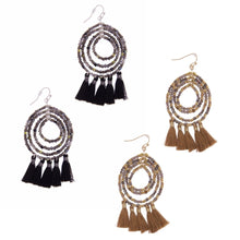 Load image into Gallery viewer, Tassel Beaded Hoop Earrings
