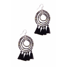 Load image into Gallery viewer, Tassel Beaded Hoop Earrings
