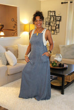 Load image into Gallery viewer, Tencel Tie Shoulder Soft Denim Maxi Dress
