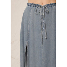 Load image into Gallery viewer, Tencel Denim Side Slit Midi Skirt
