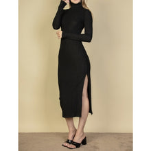 Load image into Gallery viewer, Turtleneck Side Slit Maxi Dress
