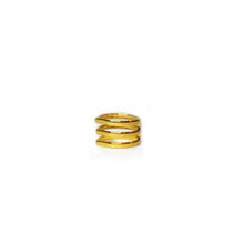 Load image into Gallery viewer, Gold single ring with three built in layers side view
