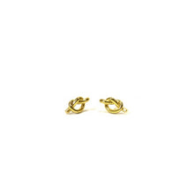 Load image into Gallery viewer, Gold circle loop knot earrings.
