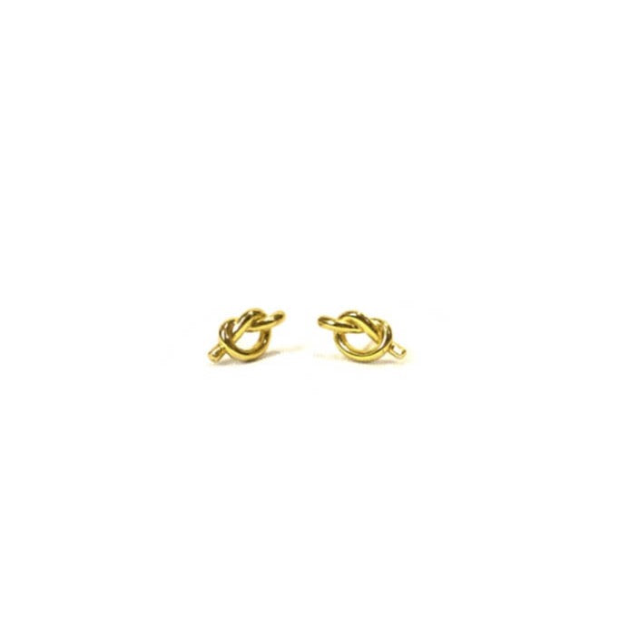 Gold circle loop knot earrings.