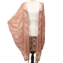 Load image into Gallery viewer, Dusty Rose Lace Sheer Kimono
