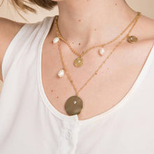 Load image into Gallery viewer, Layered Pearl Medallion Necklace
