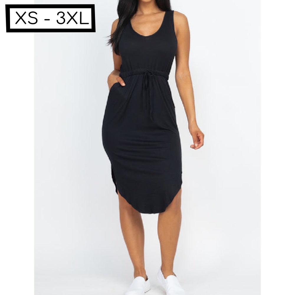 Black Waves Midi Dress