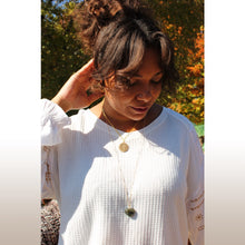 Load image into Gallery viewer, Model wearing necklace paired with Labradorite Heart Necklace, &amp; Minimalist Bead Choker.
