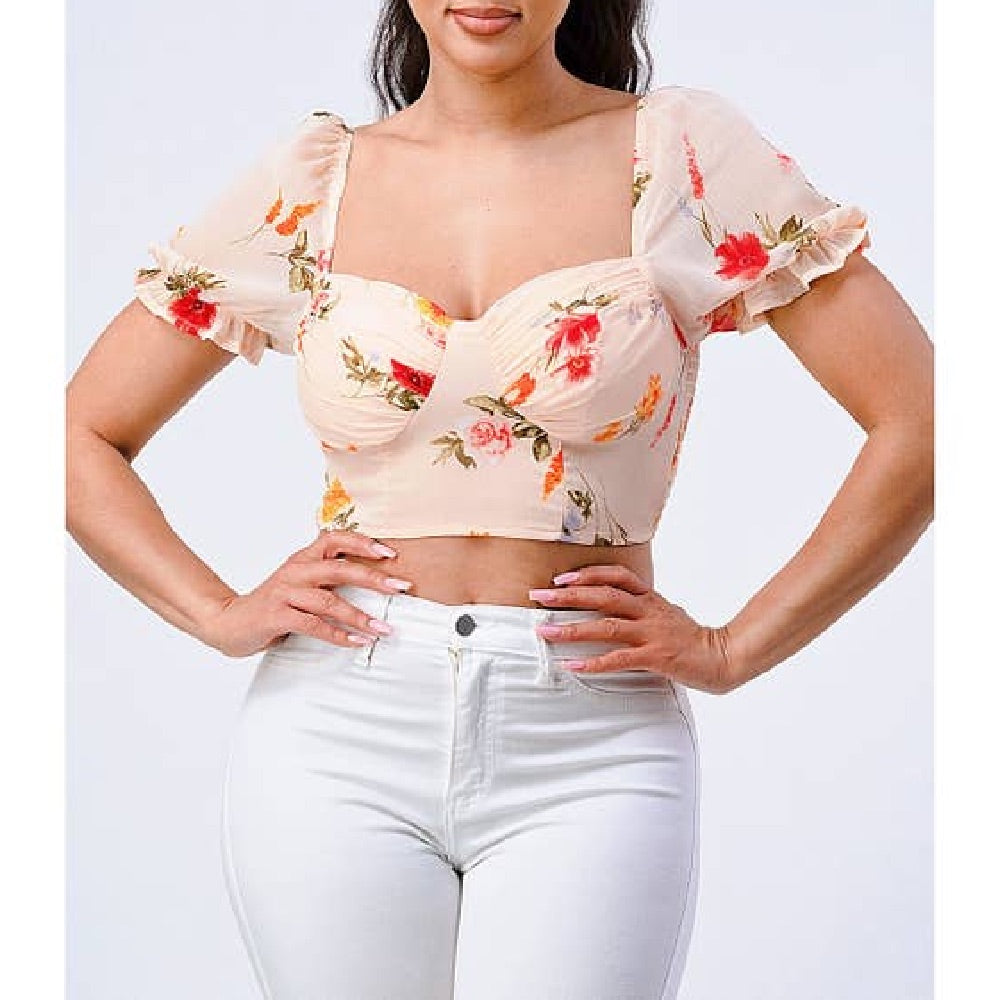 Peachy Flourish Sweetheart Top