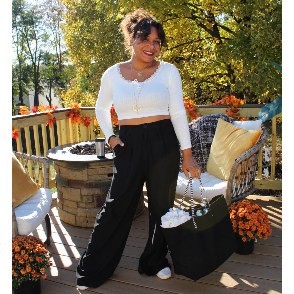 Pin Tuck Wide Leg Pants