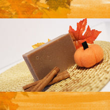 Load image into Gallery viewer, Single brown colored pumpkin spice soap bar.
