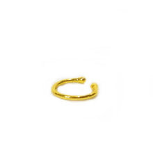 Load image into Gallery viewer, Thin gold circular ear cuff with small round balls on ends
