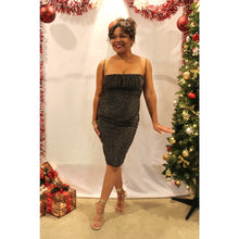 Load image into Gallery viewer, Sparkle Ruched Glitter Midi Dress
