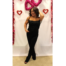 Load image into Gallery viewer, Sweet But Sassy Sparkle Velvet Jumpsuit
