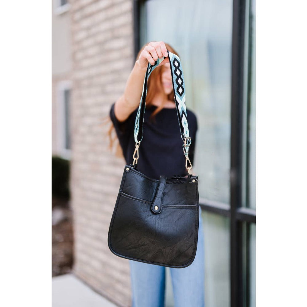 Black Vegan Leather Crossbody Bag With Interchangeable Straps – Bon Bini