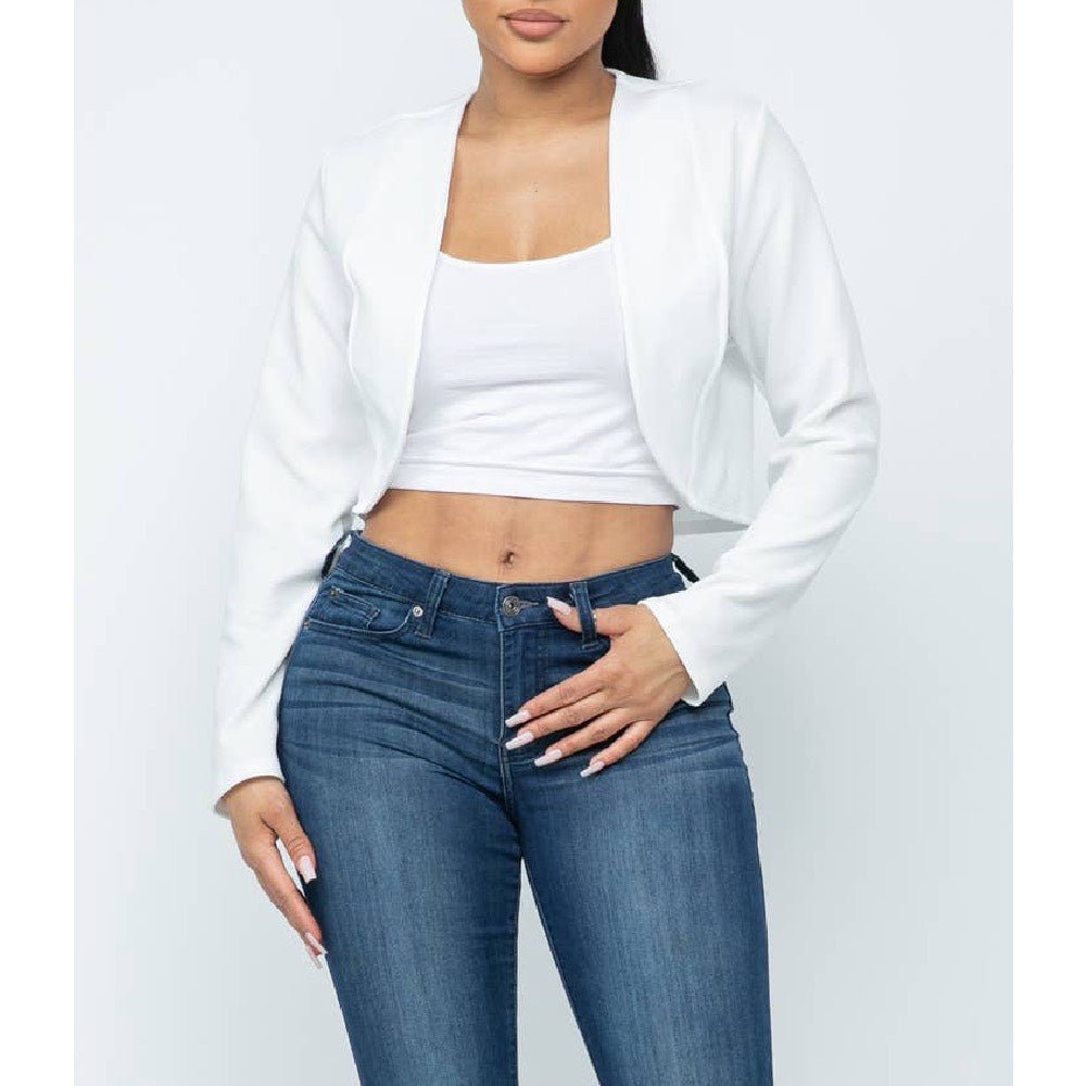 White Cropped Blazer Jacket