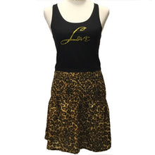 Load image into Gallery viewer, Natural Colored Leopard Print Babydoll Convertible Top/Skirt (as Skirt With Black &quot;Love&quot; Tight Fit Cropped Tank)
