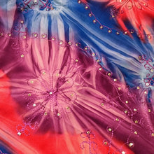 Load image into Gallery viewer, Hot Pink, Purple, &amp; Blue Tie-Dyed Sarong With Unique Purple &amp; Sequin Embroidery Close-up
