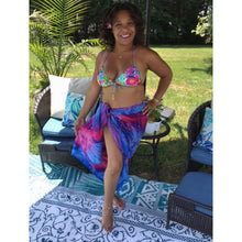 Load image into Gallery viewer, 5&#39;1 Model wearing Dreamy Tropics Embroidered Sarong As Skirt
